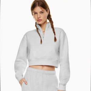 TNA cozy fleece cropped 1/4 zip sweatshirt